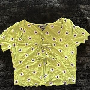 Forever 21 Lime Green Floral Blouse